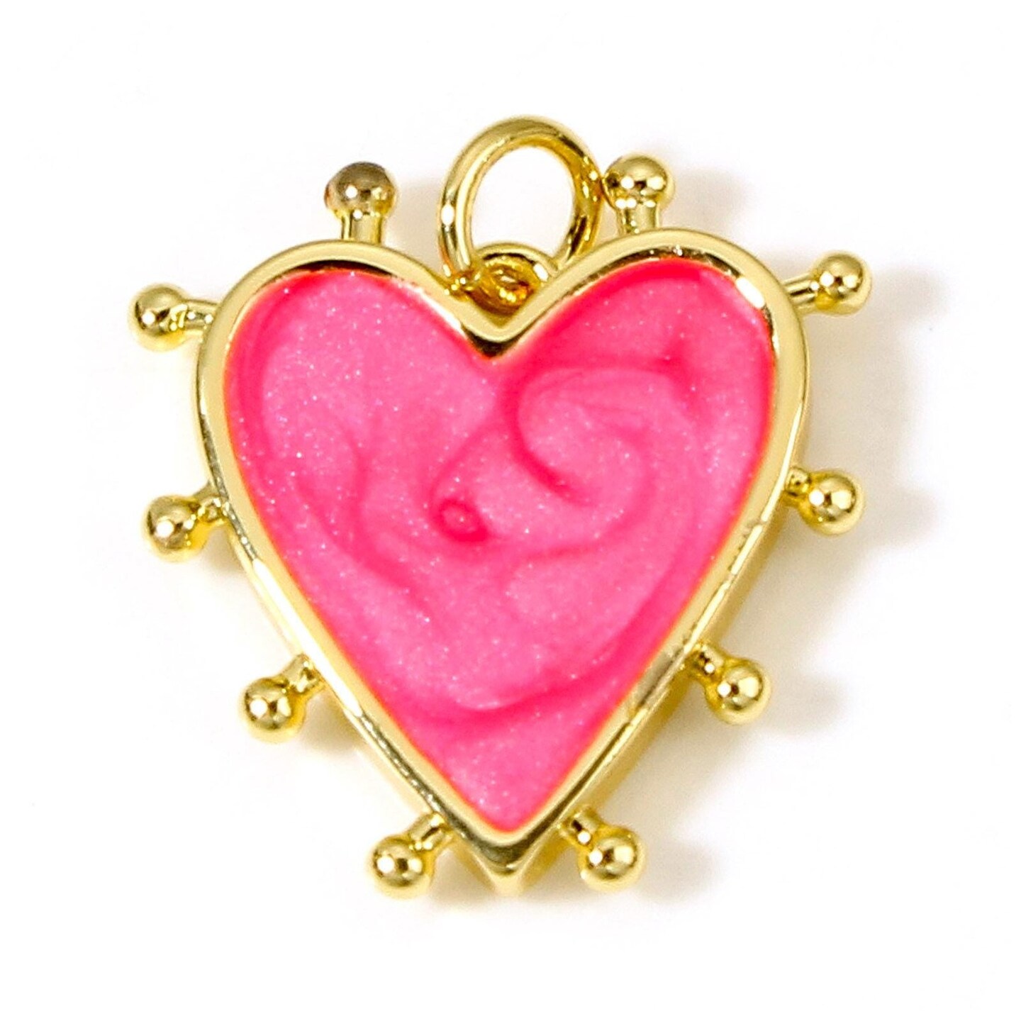 Heart Charms - Enamel Charms - 18k Gold Charms - Jewelry Making Charms - 19x18mm - 2pcs