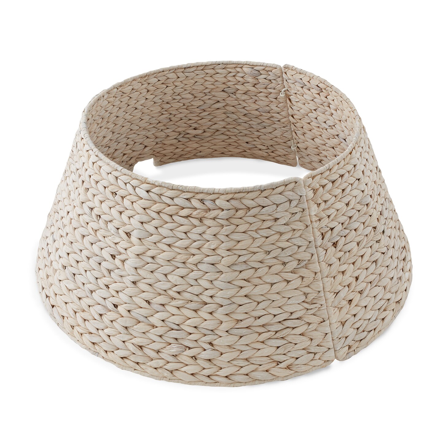 Casafield Christmas Tree Collar, Woven Water Hyacinth Tree Base Cover with Cord Cut Out