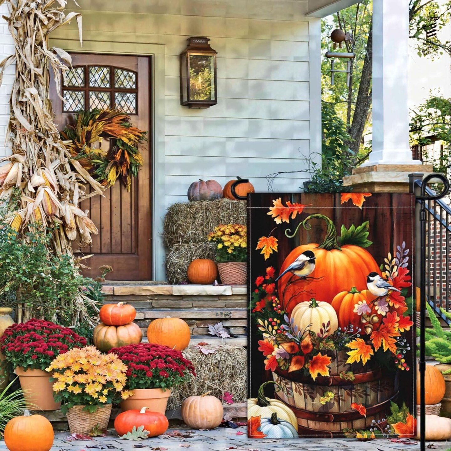 Fall Garden Flag(Black)