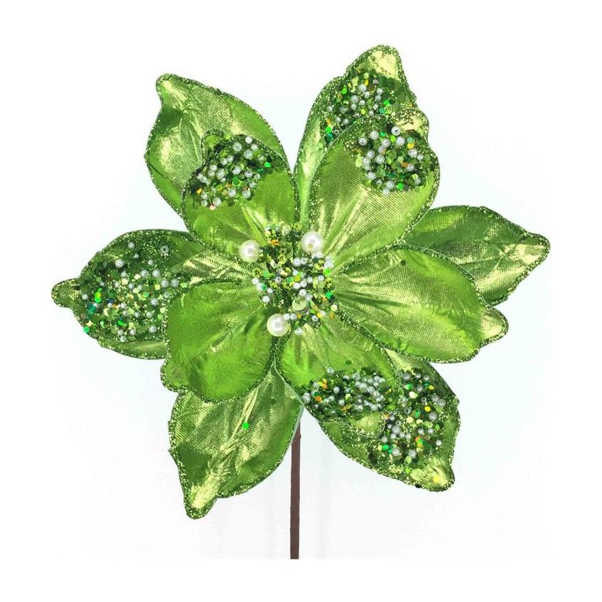 21&#x22; Sequin Magnolia Bloom Spray: Green