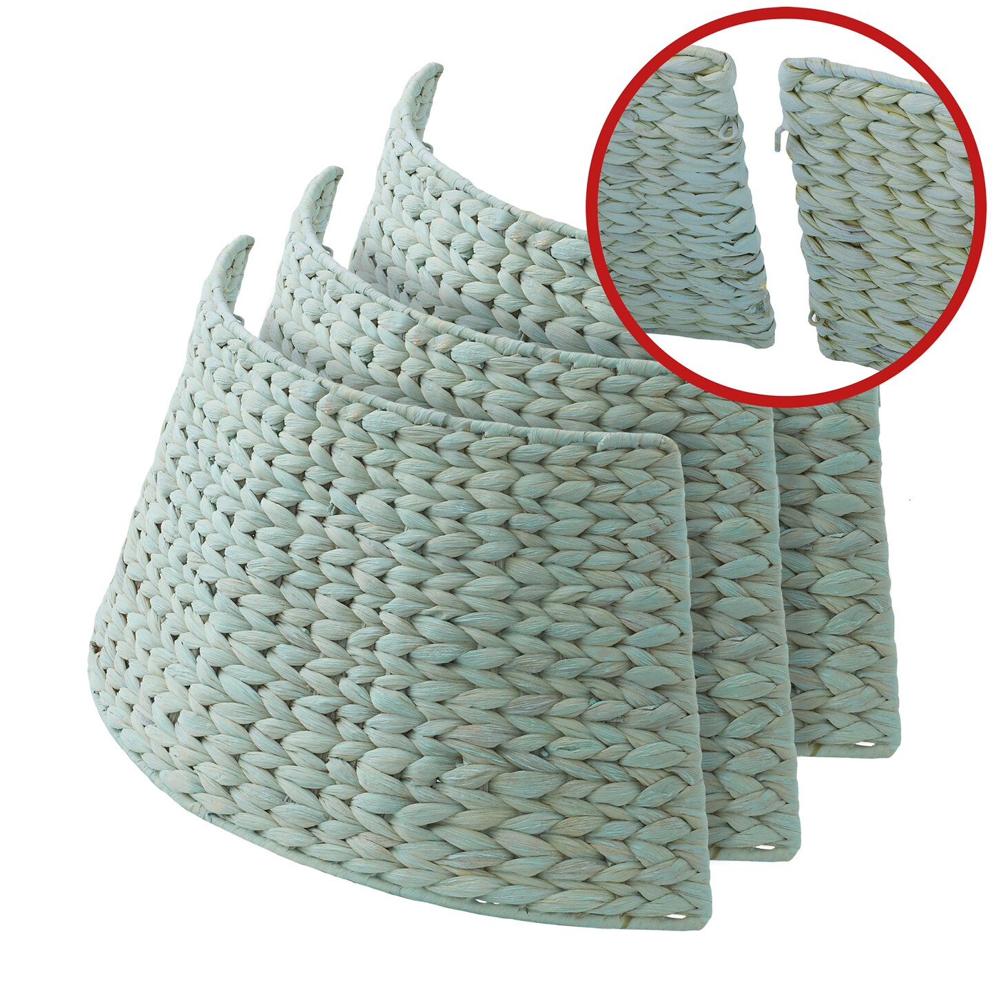 Casafield Christmas Tree Collar, Woven Water Hyacinth Tree Base Cover with Cord Cut Out