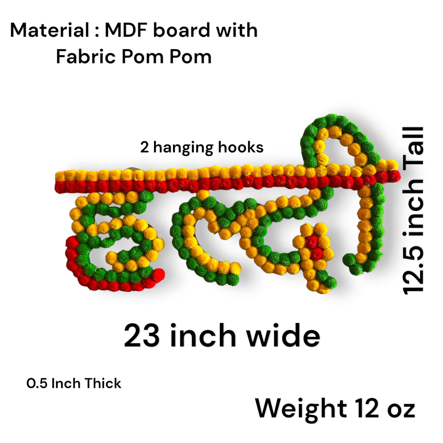 Haldi Ceremony Decoration Cutout Banner with Colorful Pom Pom for Groom and Bride Wedding Stage Backdrop Decorations Reusable Haldi Mdf Board Banner for Wall Decor