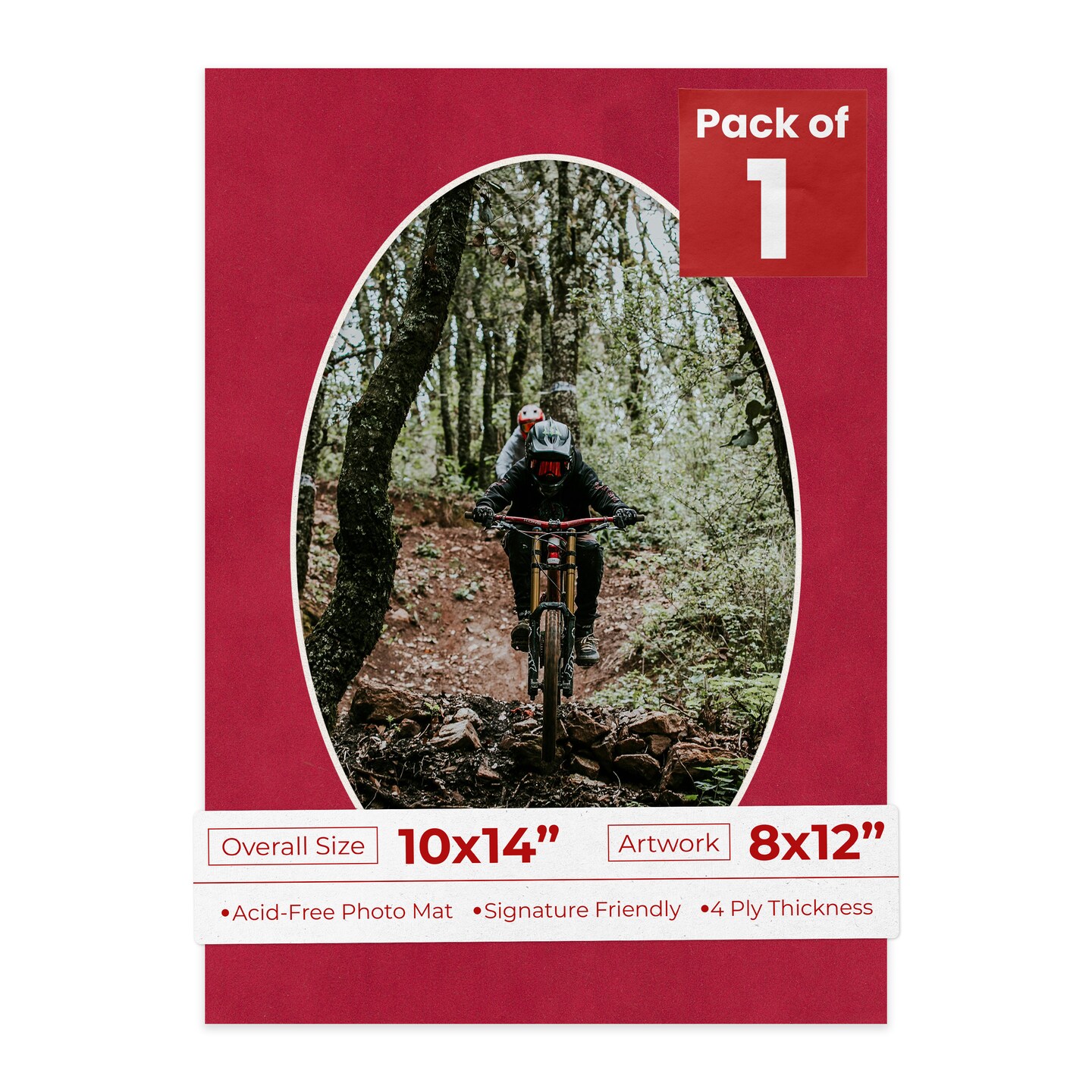 Red Suede Mat Board for 10x14 Frames - Oval Opening for 8x12 Photos