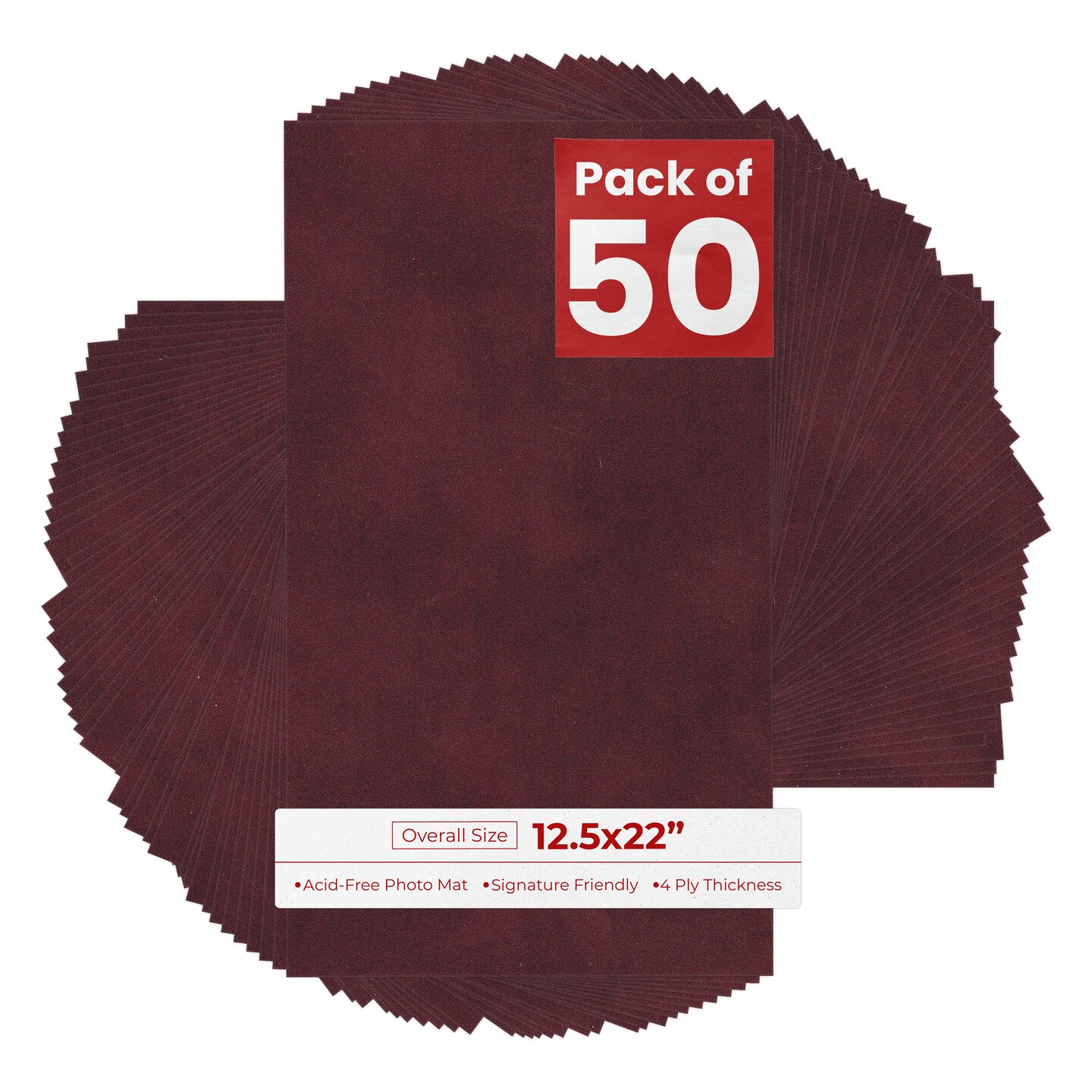 Dark Red Suede 12.5x22 Uncut Mat Board - Blank Sheets, No Opening