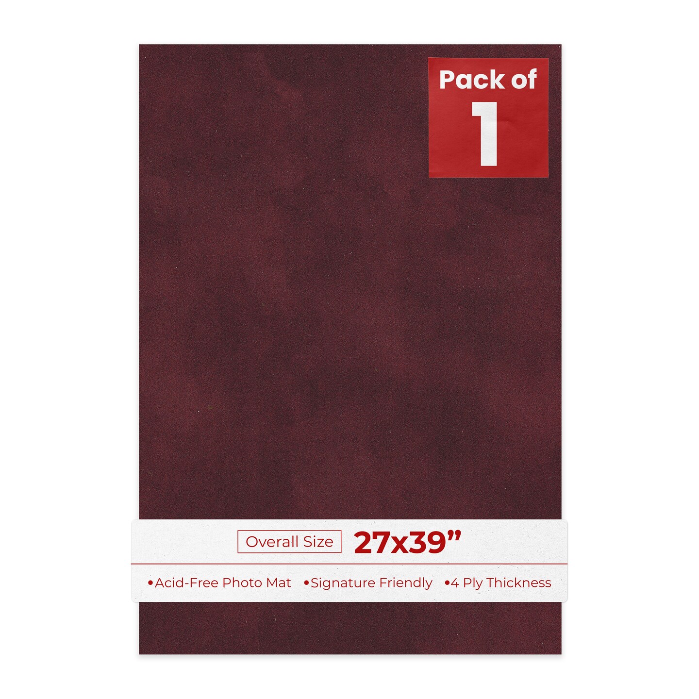 Dark Red Suede 27x39 Uncut Mat Board - Blank Sheets, No Opening