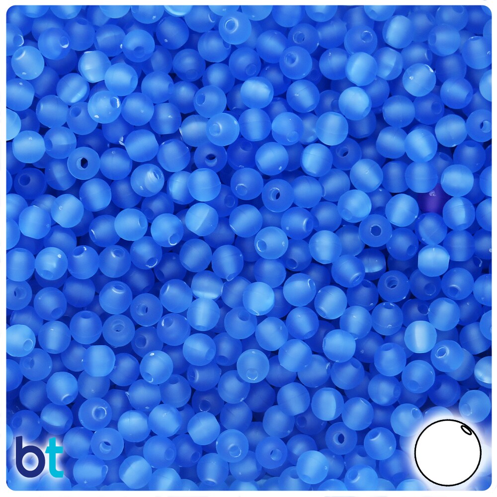 BeadTin Dark Sapphire Frosted 5mm Round Plastic Beads (700pcs)