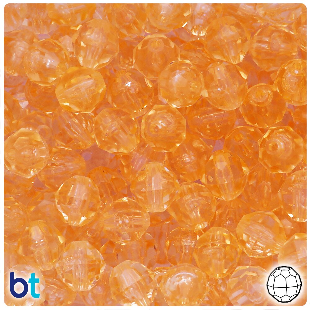 BeadTin Dark Champagne Transparent 12mm Faceted Round Plastic Beads (180pcs)