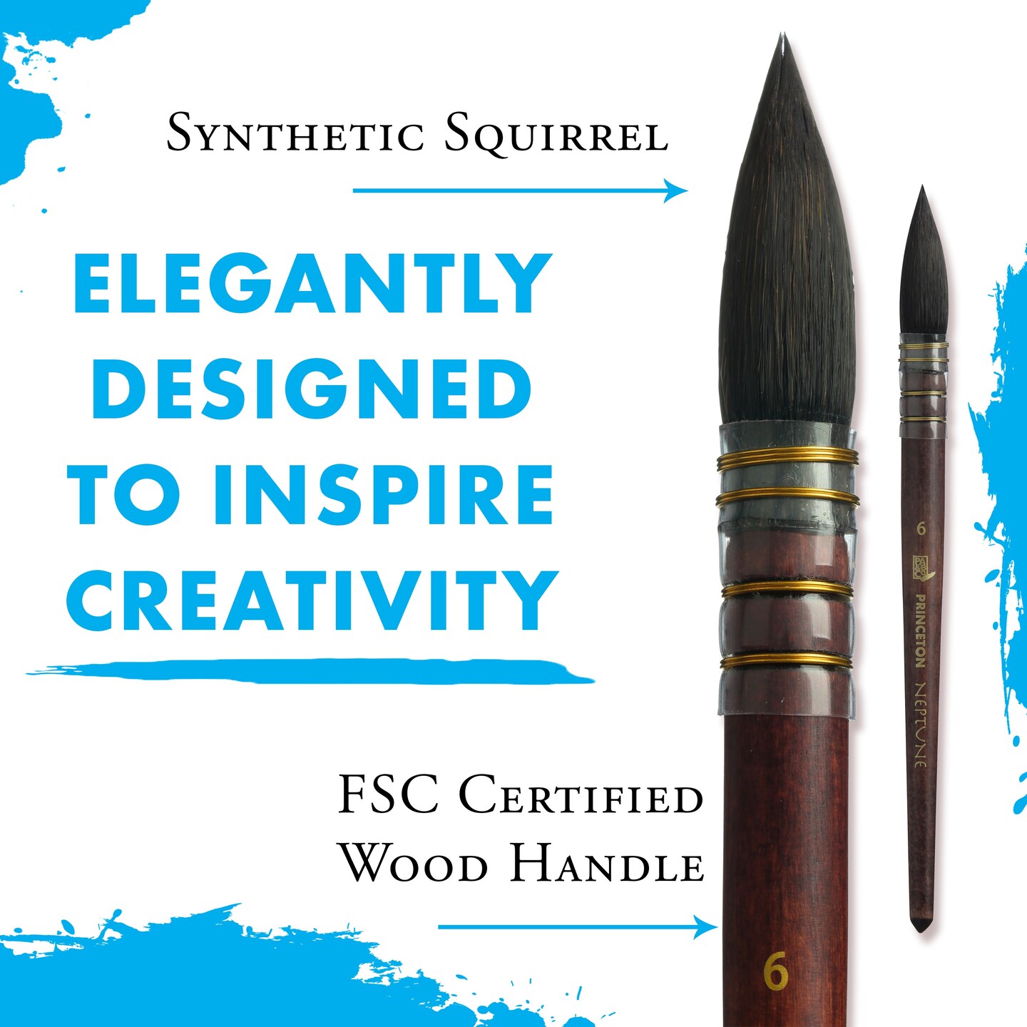 Princeton Series 4750 Neptune Synthetic Squirrel Brush-Short Handle Quill Size 6