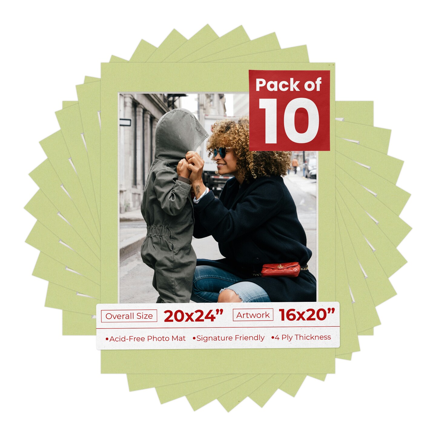 Pistachio Green Mat Board for 20x24 Frames - Fits 16x20 Photos