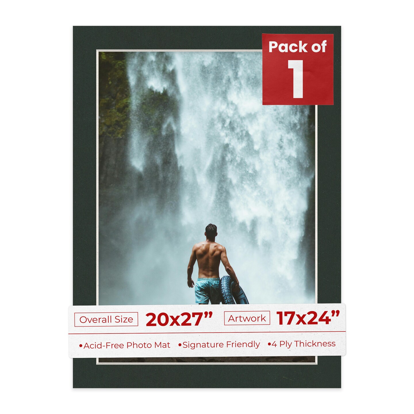 Textured Black Mat Board for 20x27 Frames - Fits 17x24 Photos