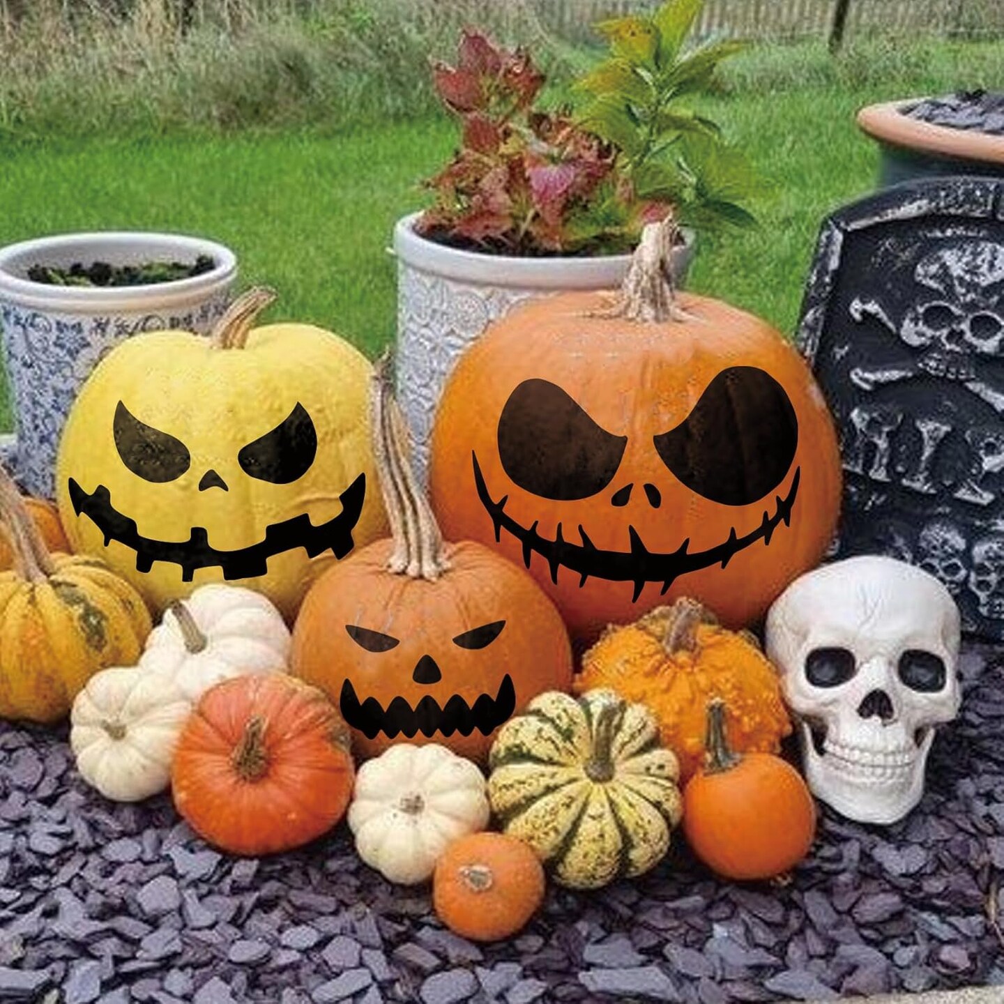 12 Pcs Halloween Pumpkin Carving Stencils(Halloween)