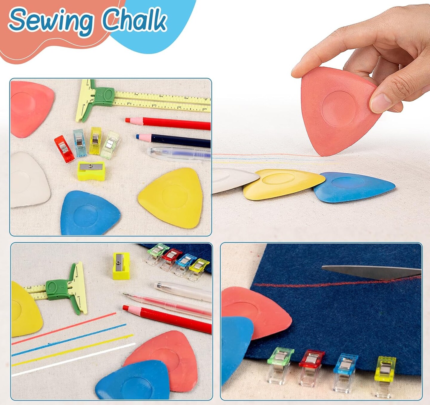 Sewing Tools Kit &#x2013; 10 Chalks, 5 Markers, 12 Erasable Pens, 20 Clips &#x26; Gauge Ruler