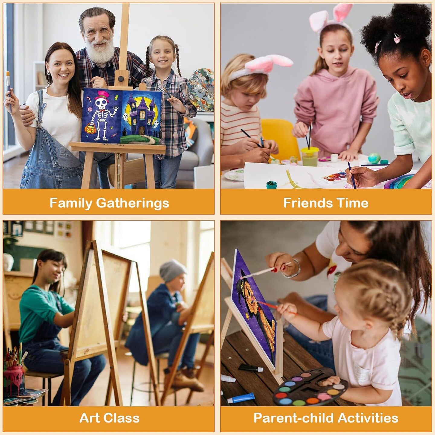 12 Packs Pre Drawn Canvas to Paint(Halloween)