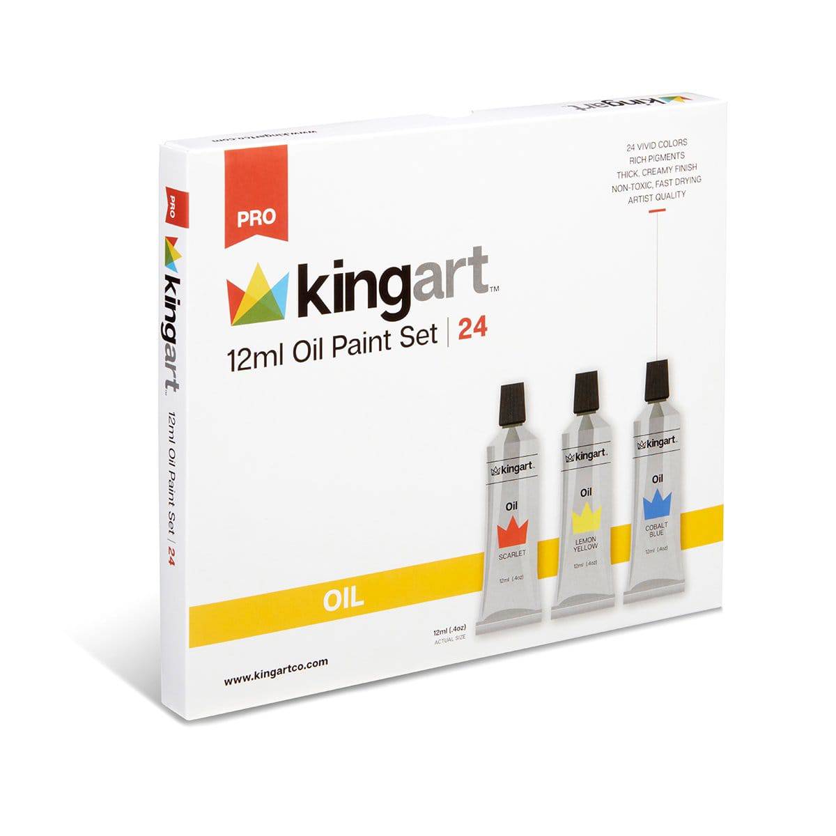 KINGART&#xAE; PRO Artist Oil Paint, 12ml (.4oz),  Set of 24 Unique Colors
