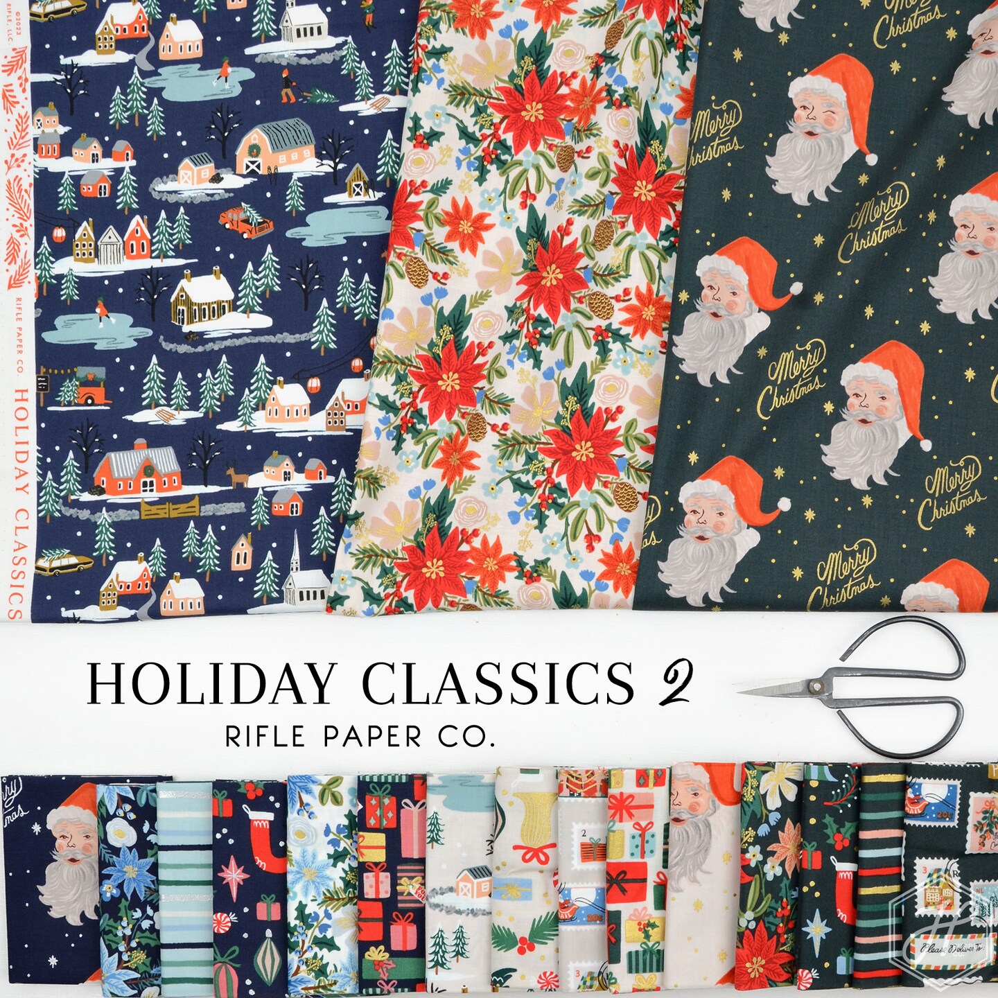 Deck the Halls in Navy Metallic (rp614-na3m) | Holiday Classics II | Rifle Paper Co | Cotton+Steel
