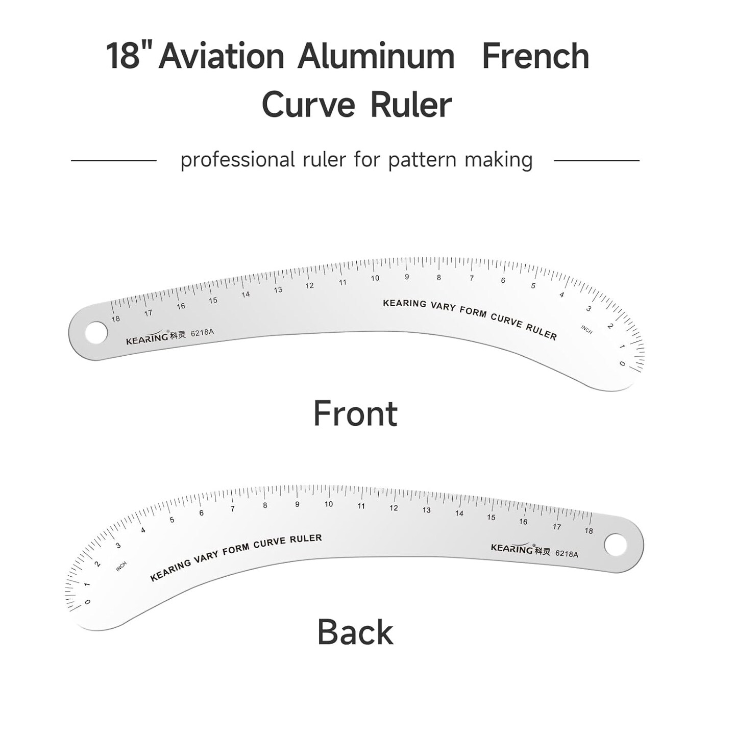 Kearing® Vary Form Curve Ruler for Sewing, Pattern Making. Made from Aircraft Aluminum French Curve Ruler for Sewing, Quilting, Arm Sleeve Measuring Curve