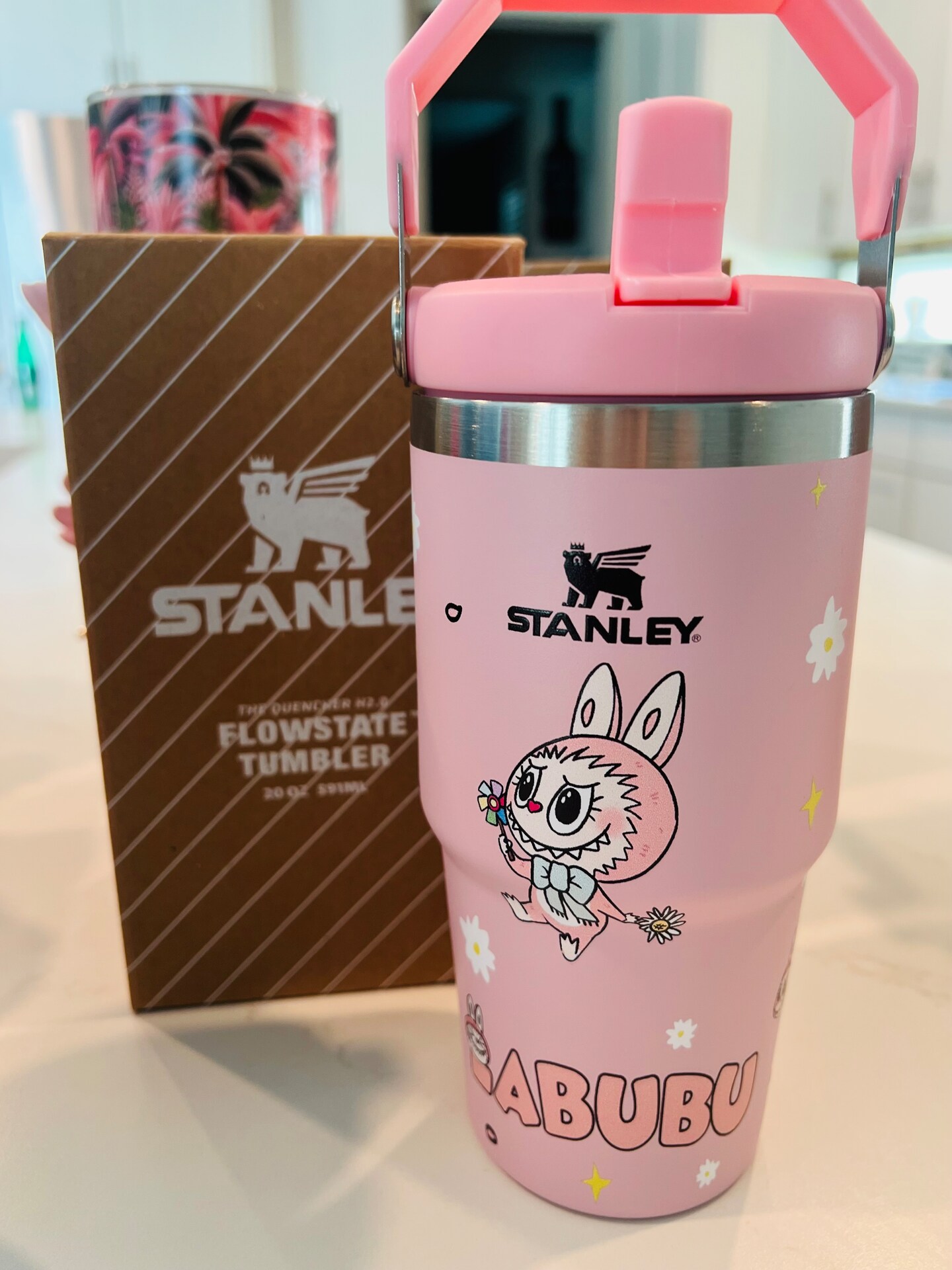 Labubu Stanley 20oz Flip Straw Tumbler Insulated Cup - Pink
