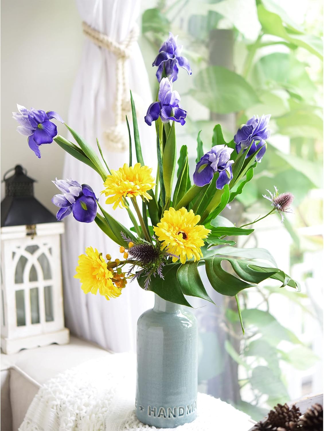 6 Long-Stem Real Touch Artificial Purple Irises &#x2013; Realistic Faux Flowers for Home D&#xE9;cor,