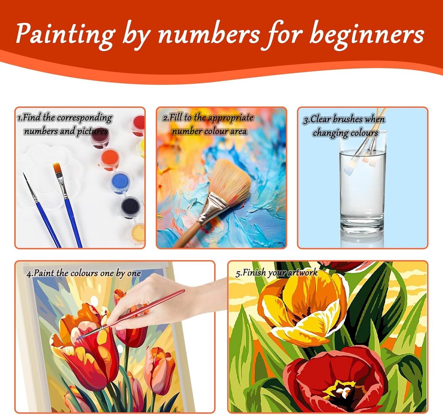 Paint by Numbers Kit for Adults Flowers,2 Pack Adult Paints by Number Kits on Canvas for Kids Beginner DIY Easy Paint by Numbers Cheerful Painting by Numbers flowers Painting by Numbers for 12x16 Inch