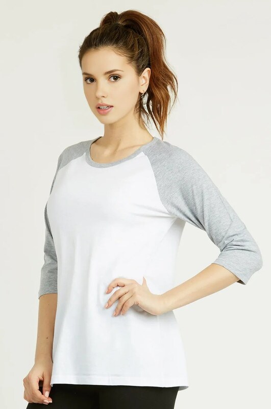 SOFRA Ladies Classic Fit Baseball Tee 100 Percent Cotton Pack of 2