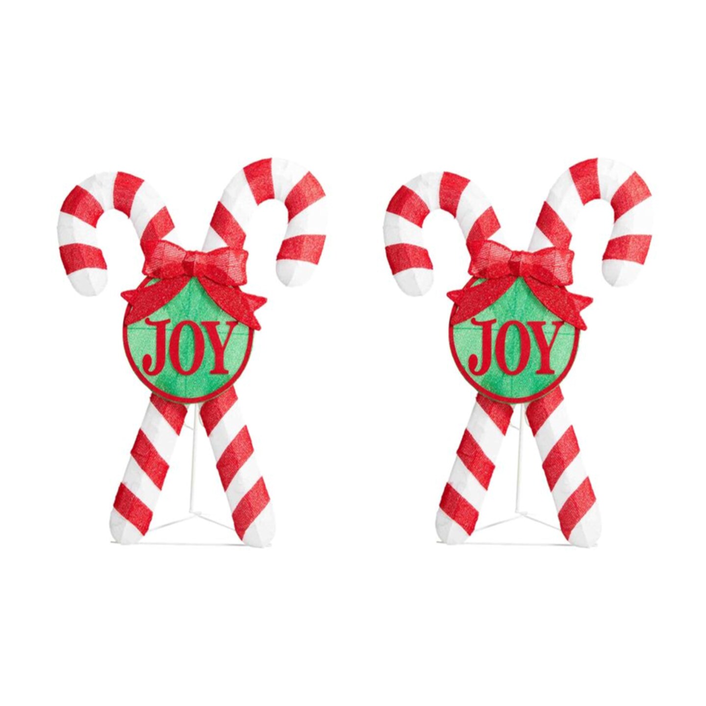 Set of 2 35.5&#x22;H Lighted Christmas Candy Cane Outdoor D&#xE9;cor with 60 Warm White LED Lights
