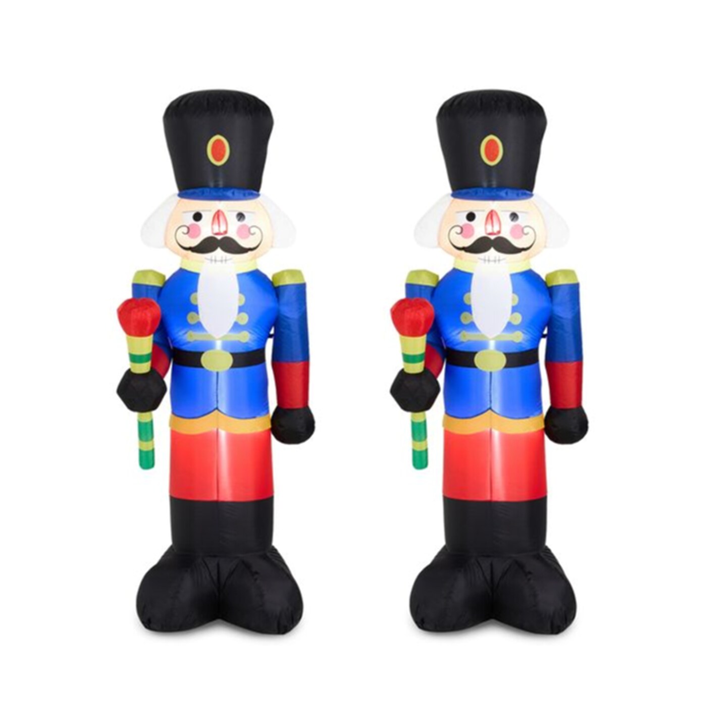 Set of 2 8FT Lighted Inflatable Nutcracker Soldier Décor