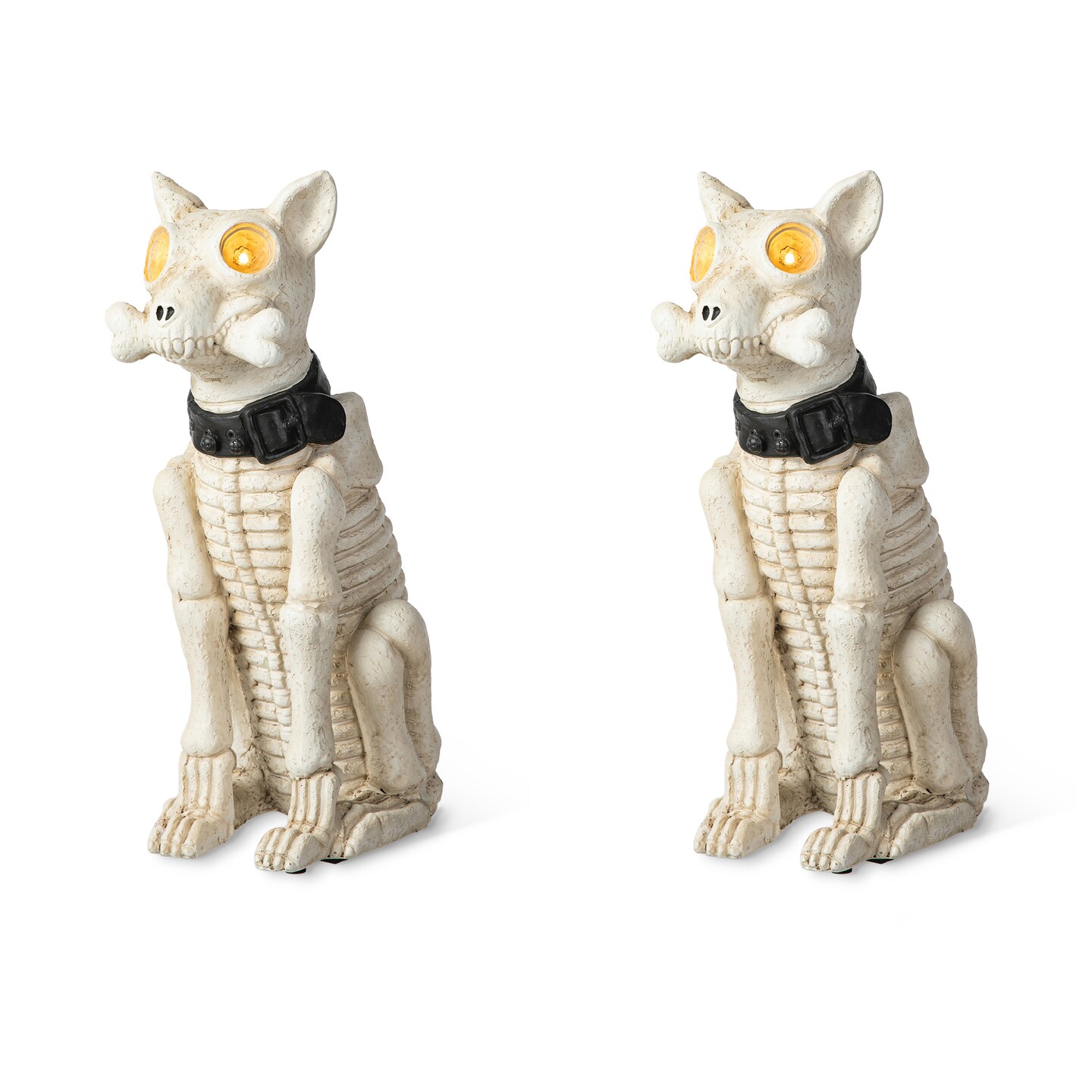 Set of 2 20.50&#x27;&#x27;H Ligted Halloween Lighted MGO Skeleton Dog Porch Decor with Timer