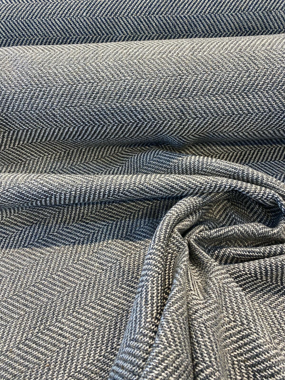 1 Yard Herringbone Gray Slate Backed Chenille Upholstery Fabric 56 inches width