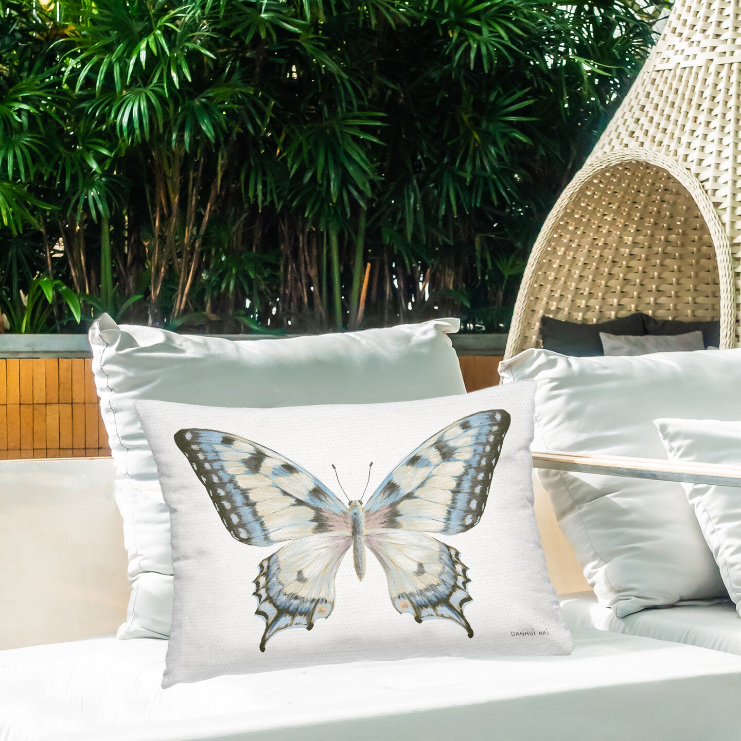 Stupell Industries Blue Brown Accent Butterfly Outdoor Printed Pillow design by Danhui Nai, 14 x 7 x 20