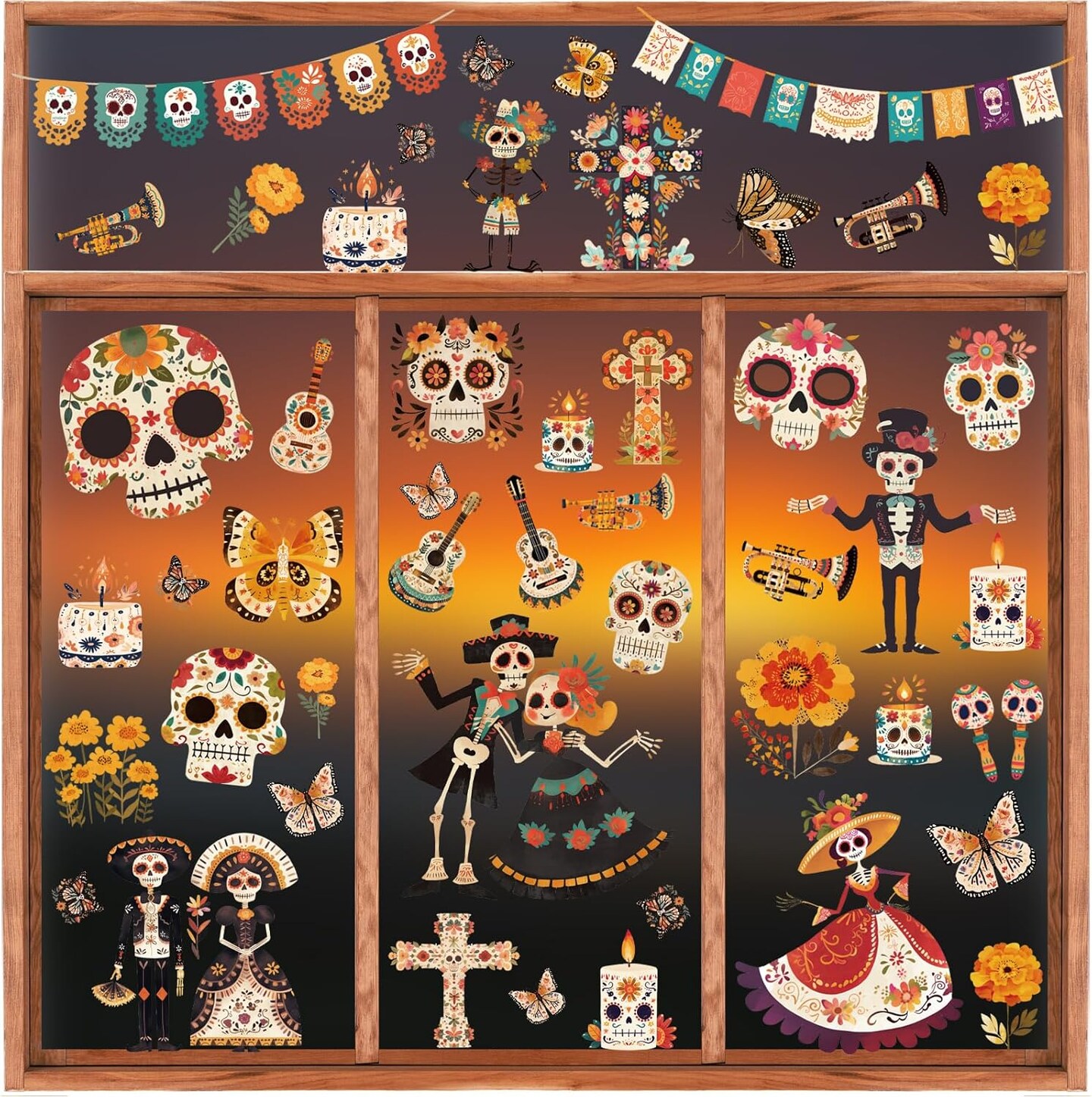 Day of The Dead Window Clings(Day of the Dead)11.81 x 7.87 x 0.24 inches