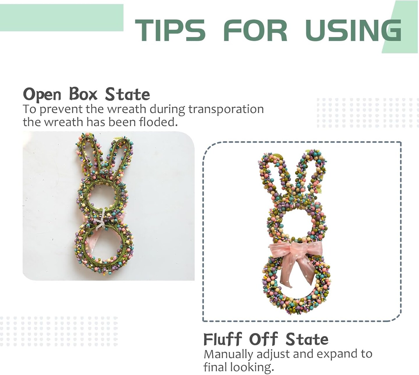 18-Inch Easter Bunny Berries Wreath – Front Door & Wall Decor with Twig Base, Ribbon Bow, and Spring Pastel Accents for Indoor & Outdoor