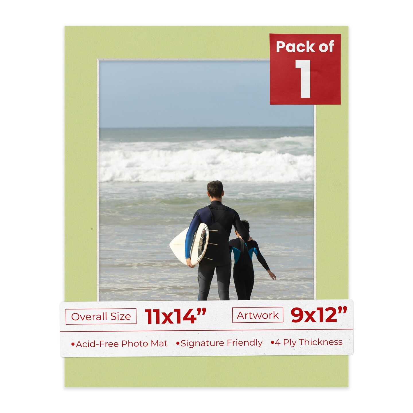 Pistachio Green Mat Board for 11x14 Frames - Fits 9x12 Photos