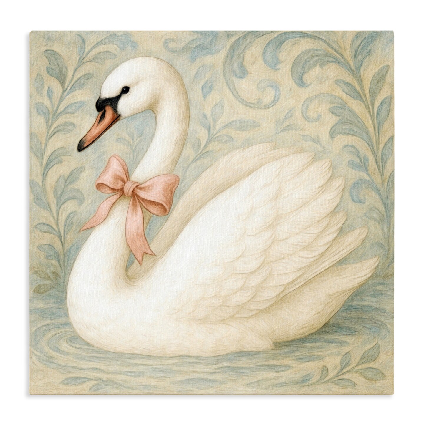 Stupell Industries Vintage Leaves Swan Canvas, design by Grotto Studios