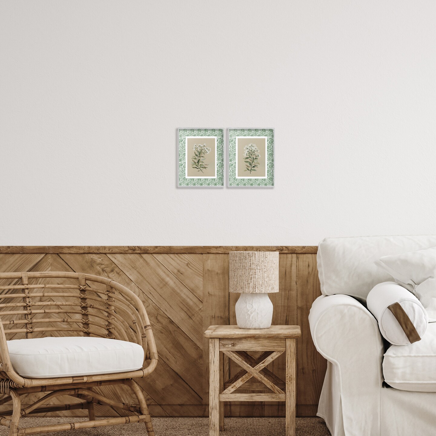 Stupell Industries Green Botanical Patterned Florals 2pc Framed Giclee Set, design by Carol Robinson