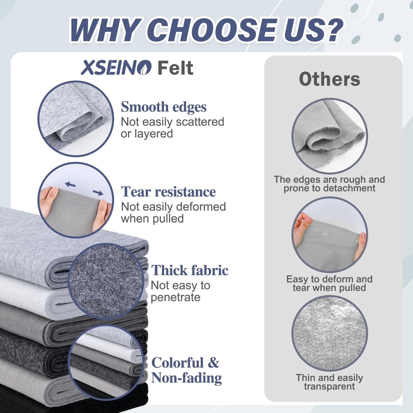 6 Rolls 12"x35" 1.4mm Thick Soft Felt Fabric Sheet 6 Assorted Black White Series Colors Felt Pack for DIY Craft Sewing Squares Nonwoven Patchwork