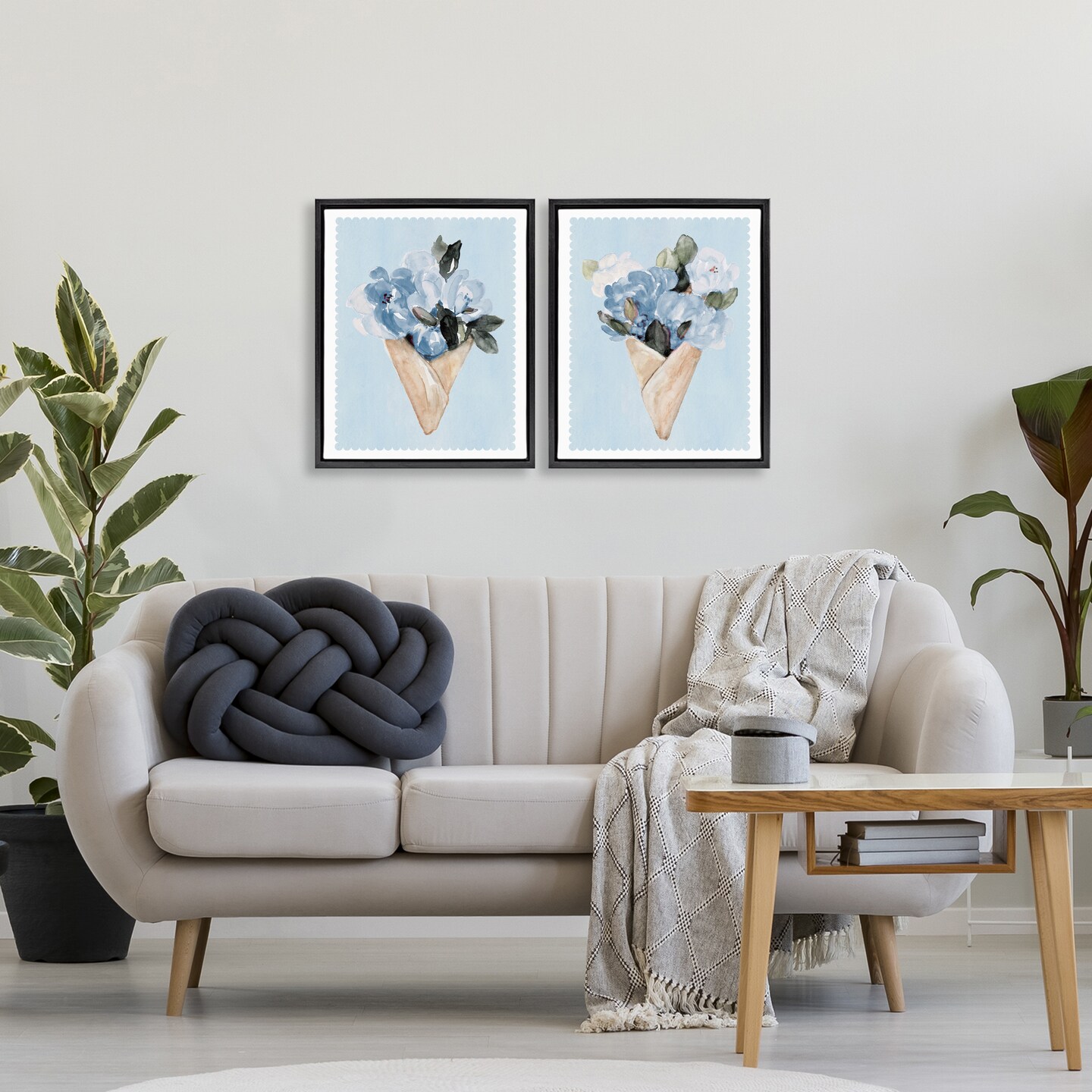 Stupell Industries Blue Flower Gift Bouquets 2pc Floating Frame Set, design by Lanie Loreth