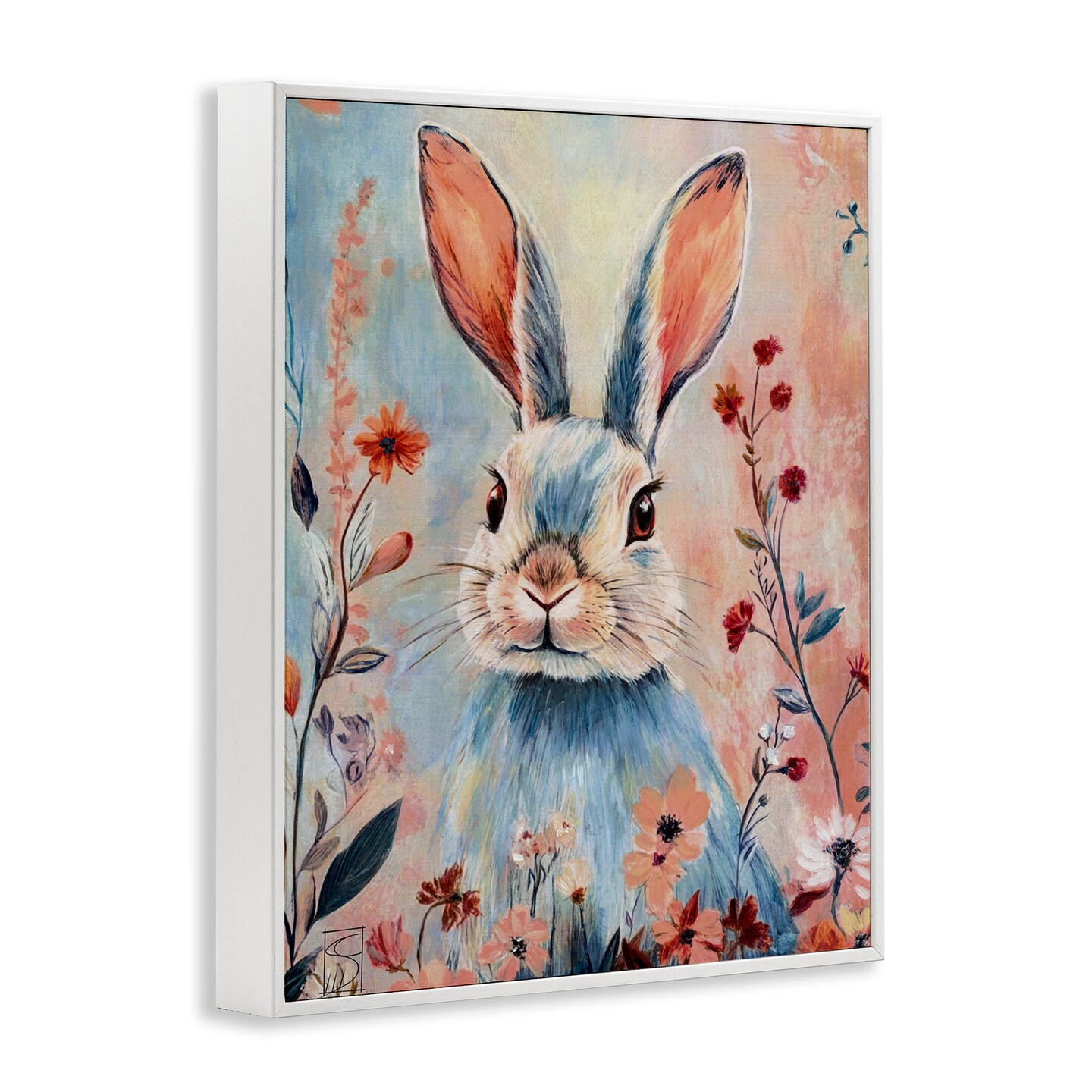 Stupell Industries Blue Rabbit & Wildflowers Framed Giclee, design by Sara Culpepper
