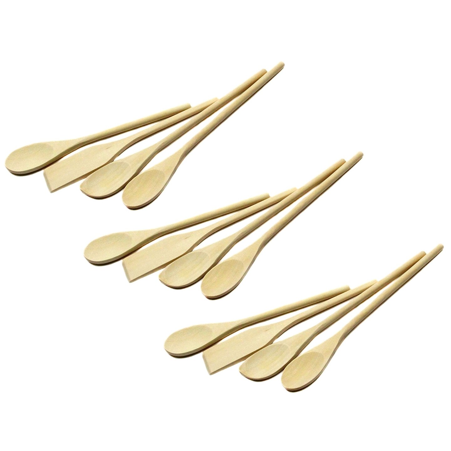 Chef Craft 4 Piece Natural Wooden Cooking / Mixing Kitchen Tool Spoon Set