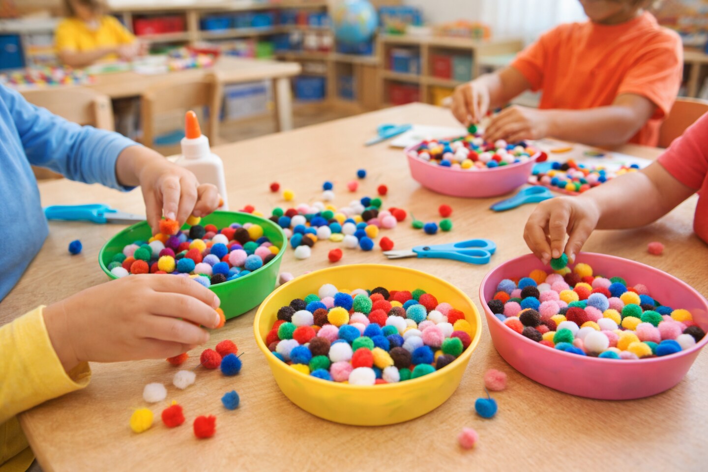 Mini Craft Pom Poms 1/2" Assorted Colors – 100 Pack for Kids Art, School Projects & DIY Crafts