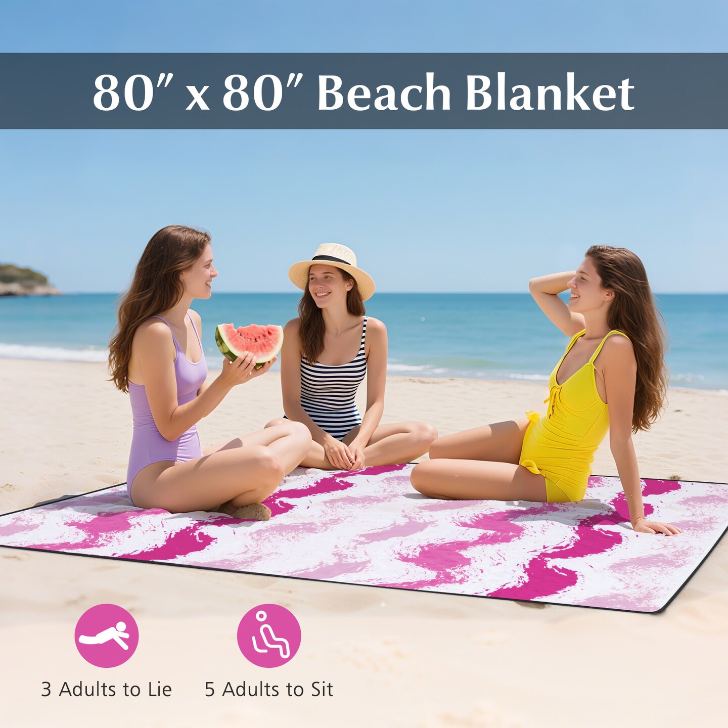 4-Piece Beach Umbrella Set with 2 Foldable Chairs and Picnic Blanket
