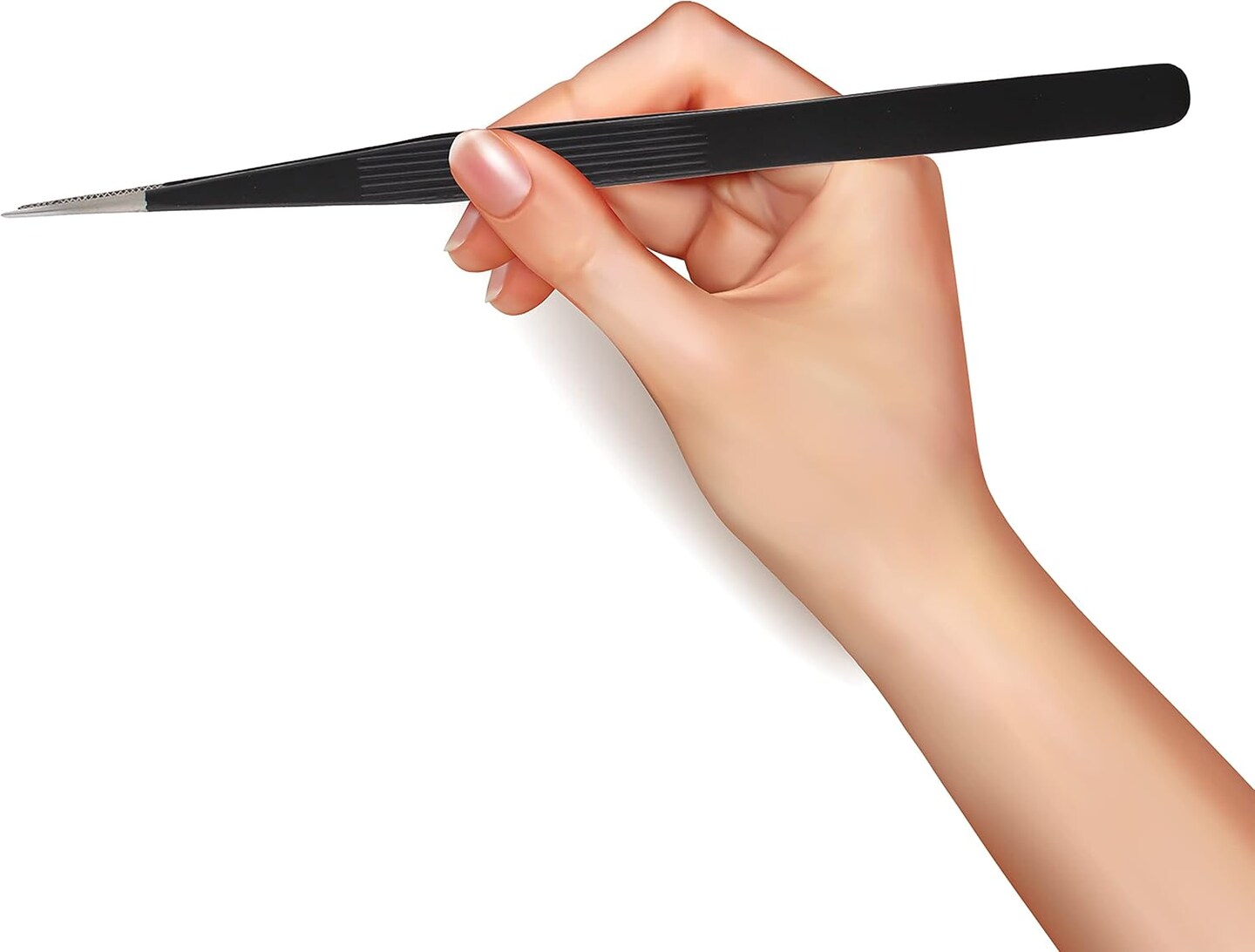 The Beadsmith Tweezer – 6.5 inches Long – Black Coated Handle – Stainless Steel Serrated Fine Tip - Precision Tool for Crafting and Jewelry Making