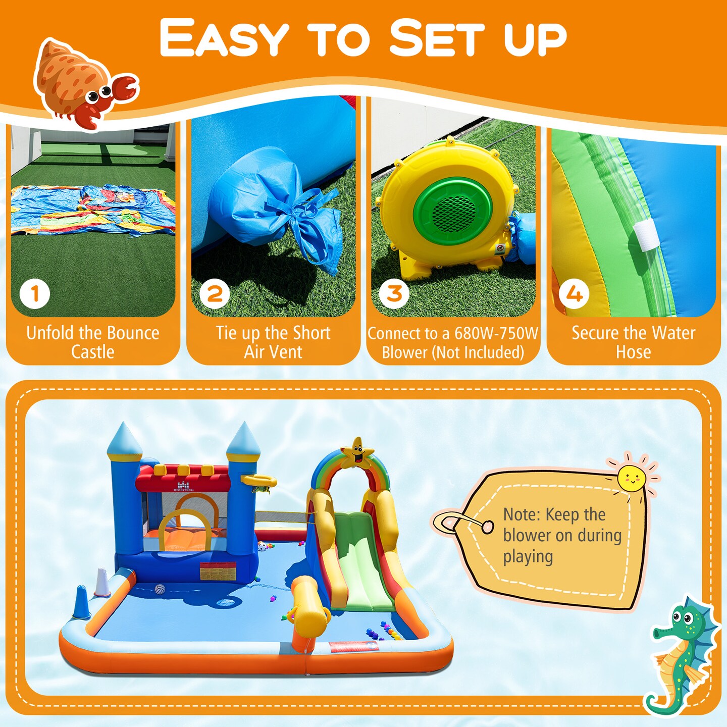 Colorful Inflatable Water Park Slide Bouncer Jumping Mat Climbing Wall for Kids