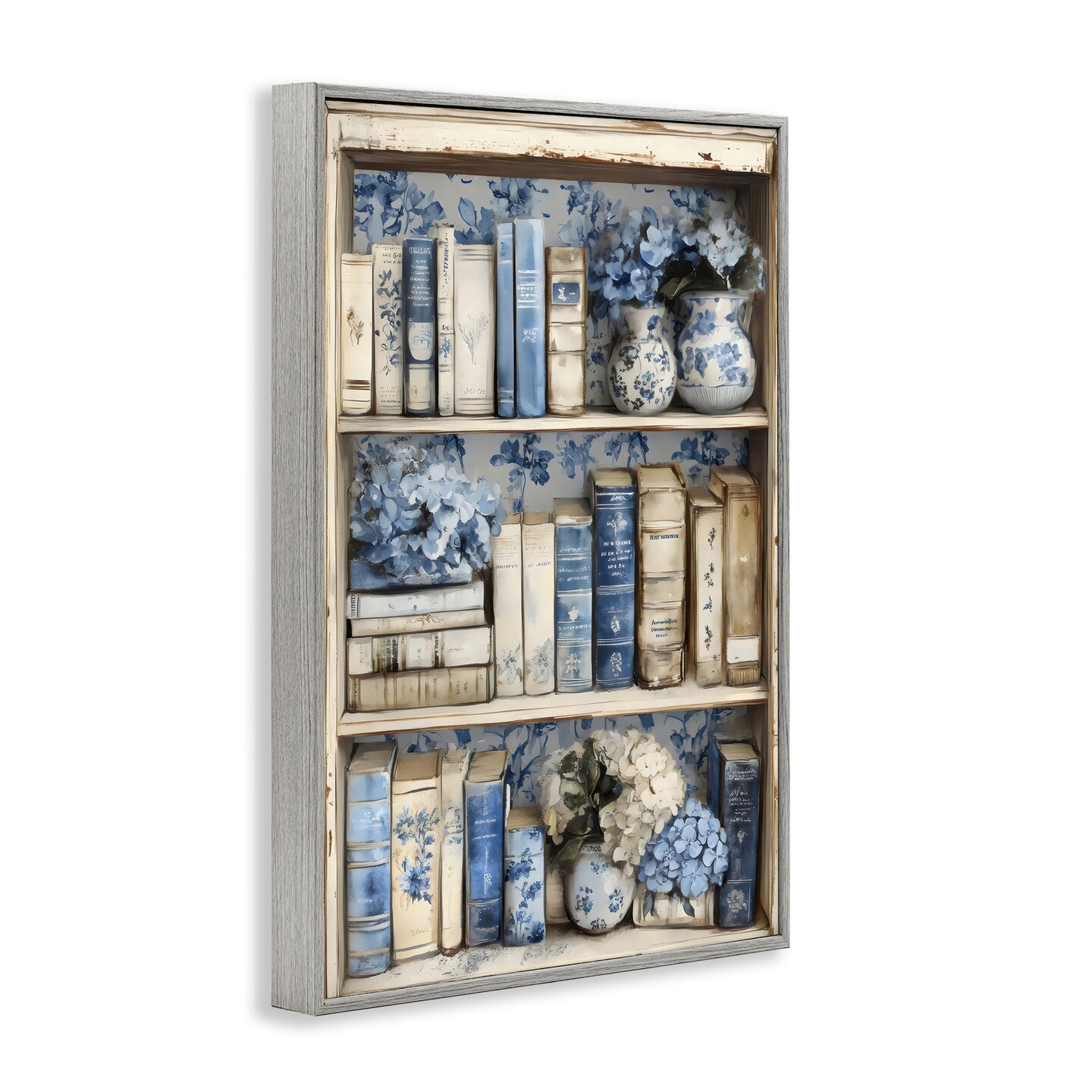 Stupell Industries Blue & Beige Bookcase Framed Giclee, design by LSR Design Studio