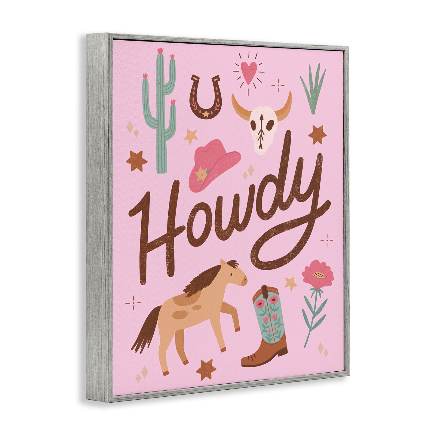 Stupell Industries Western Boho Girl Howdy Framed Giclee, design by Nina Seven