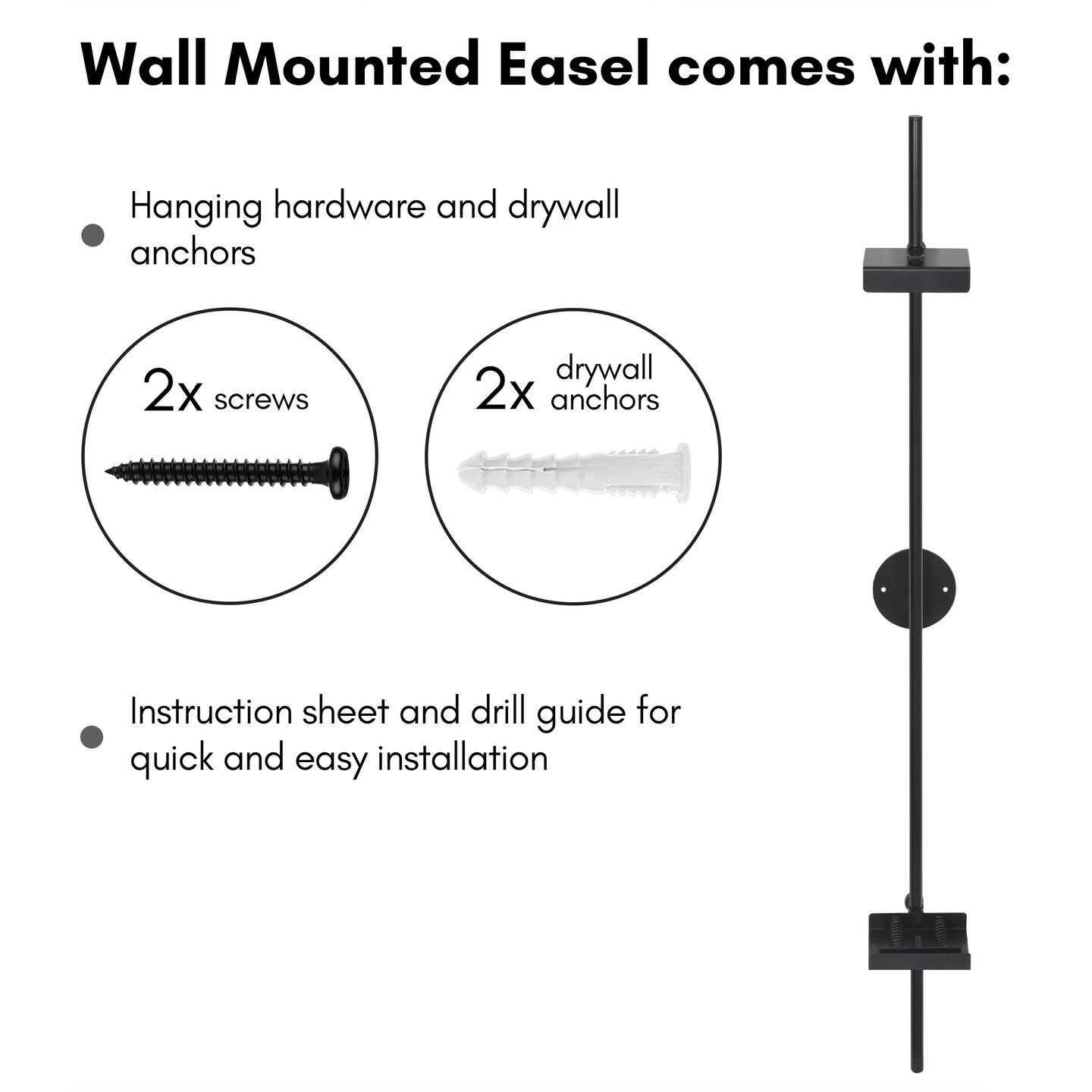 Americanflat Picture Frame Stand - Wall Mounted Frame Stand - Artwork and Photo Easel with Adaptive Clamps for Different Frame Profiles - Black