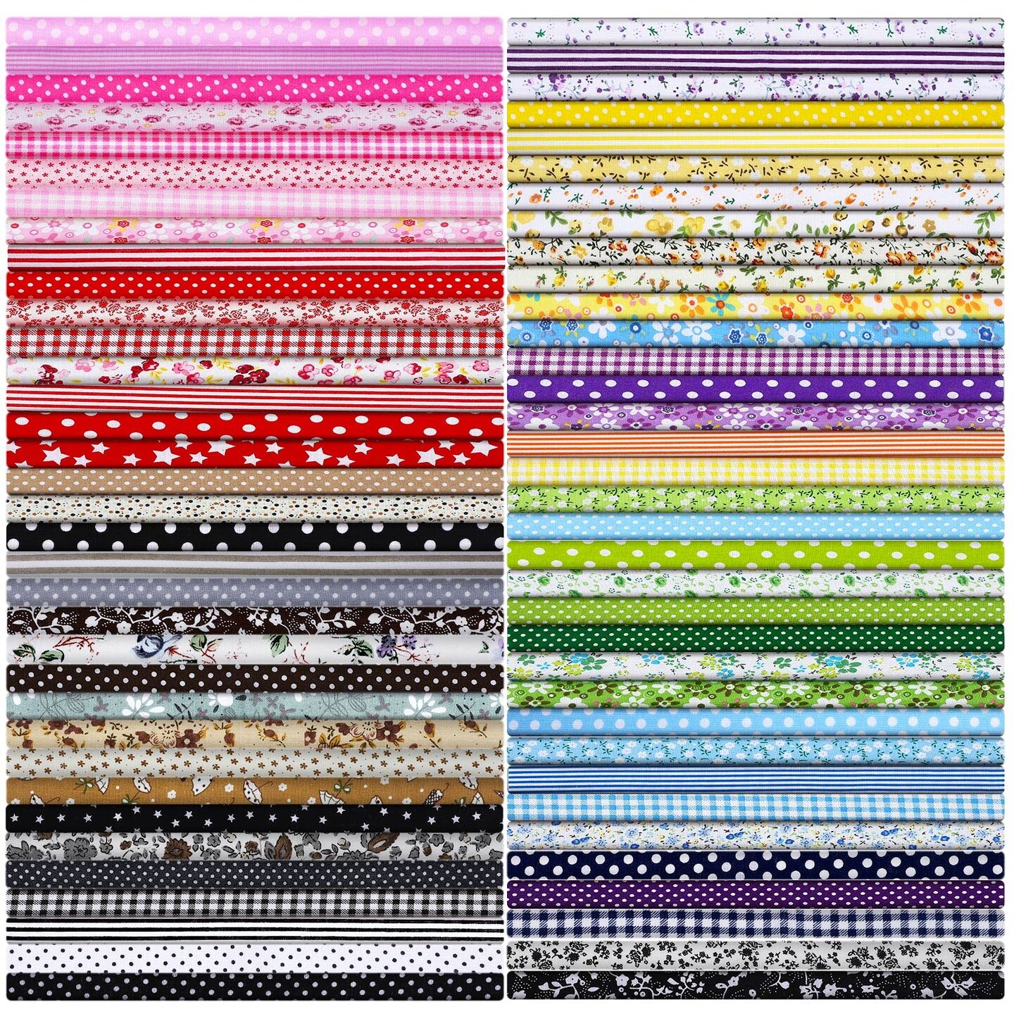 70 Pcs 10 x 10 Inch Cotton Fabric Squares Multicolor Quilting Fabric Bundles Precut Printed Patchwork Materials for Holiday DIY Crafts Cloths Handmade(Stylish Style)