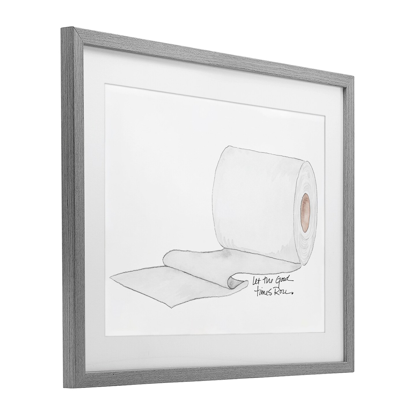 Stupell Industries Good Times Roll Toilet Paper Framed Print Under Glass, design by Nola James