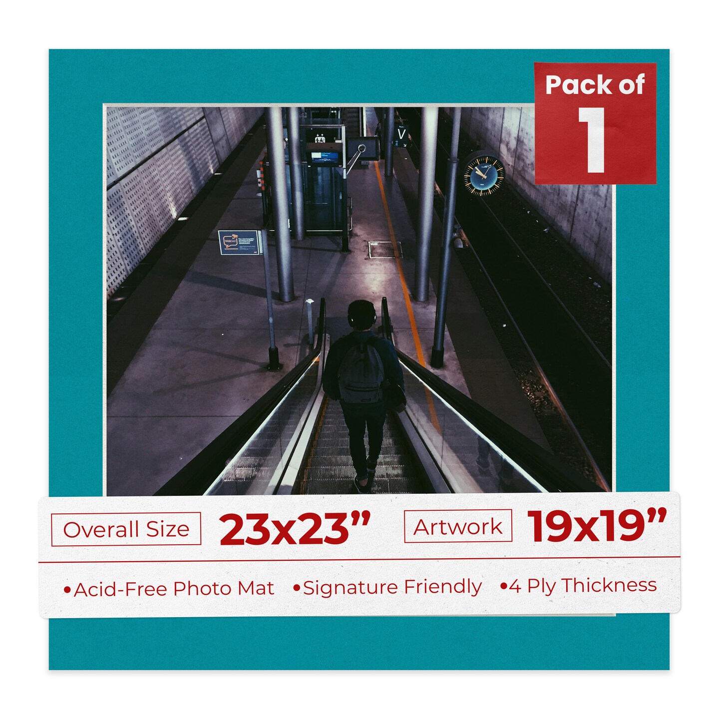 Reef Blue Mat Board for 23x23 Frames - Fits 19x19 Photos, Color: Blue ...