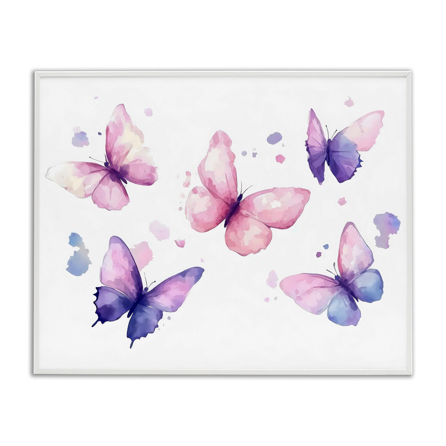 Stupell Industries Blue and Pink Butterflies Framed Giclee, design by Creative Studio