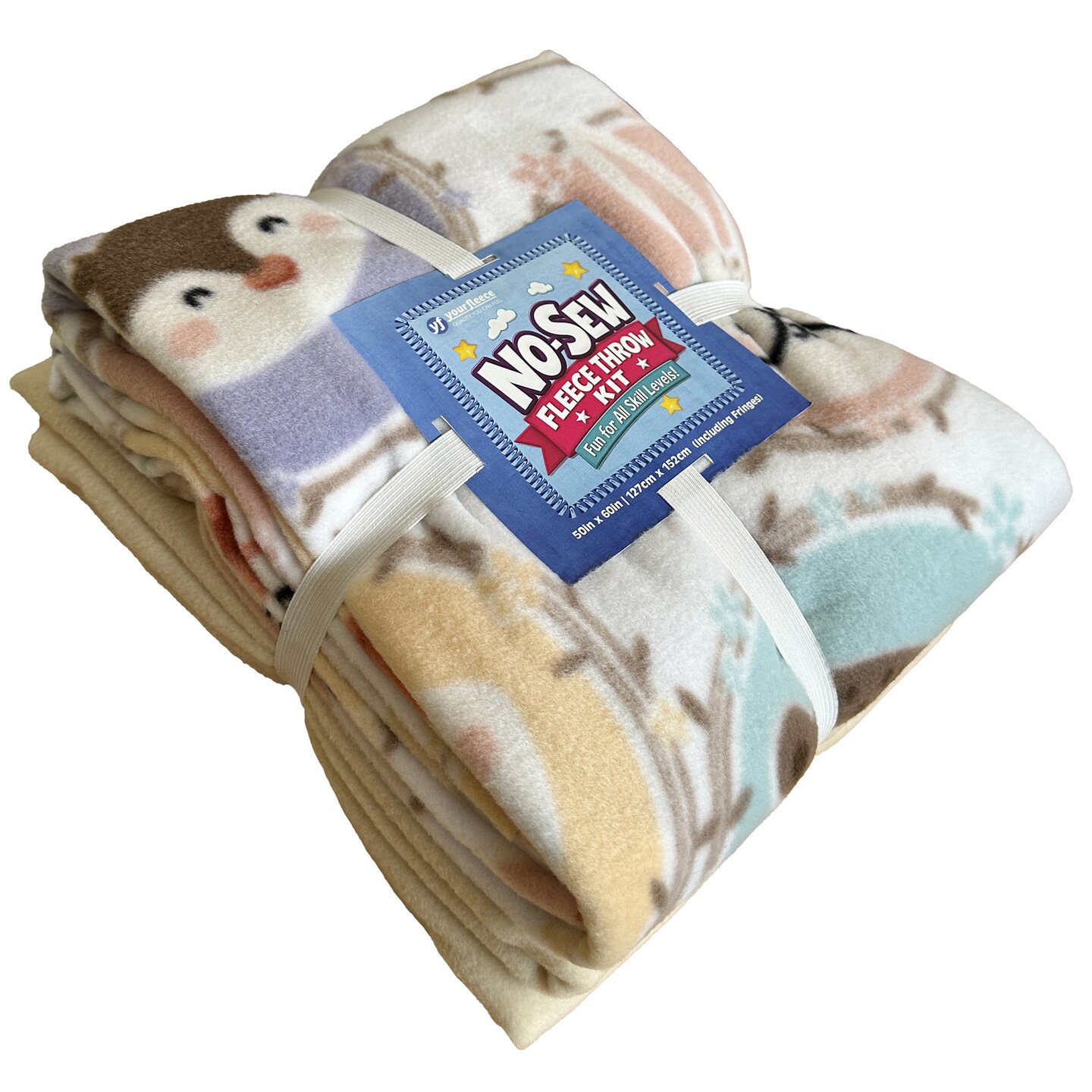 Woodland Pals Anti-Pill Premium No Sew Throw Fleece Fabric Kit (Maize Backing)